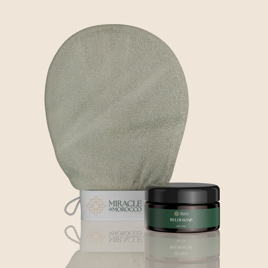 Moroccan Beldi Soap + Exfoliating Glove Bundle